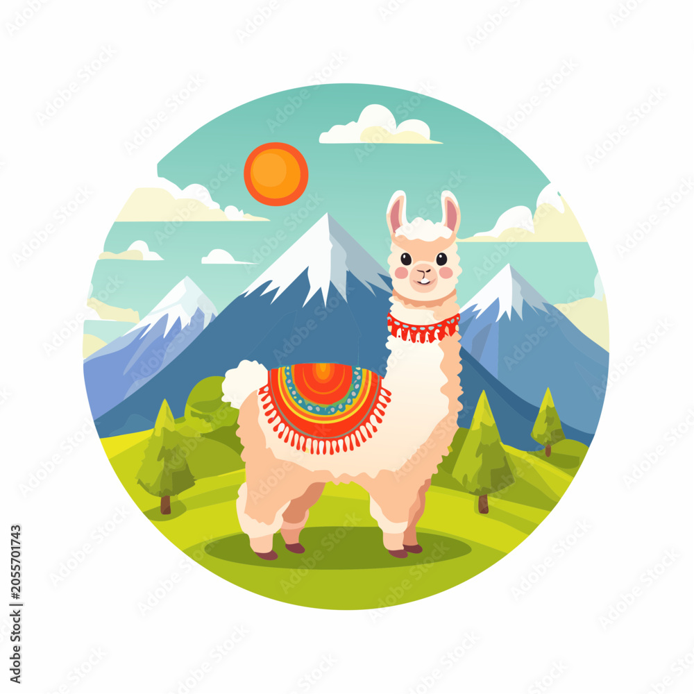 Fototapeta premium Baby-Alpaka im Hochland (Peru-Stil)