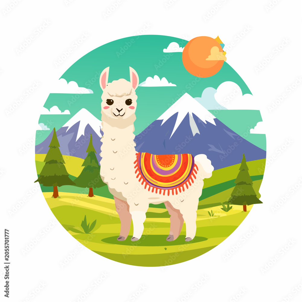 Fototapeta premium Baby-Alpaka im Hochland (Peru-Stil)