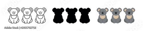 Photography Collection of koala illustrations: outline, silhouette, and colored versions