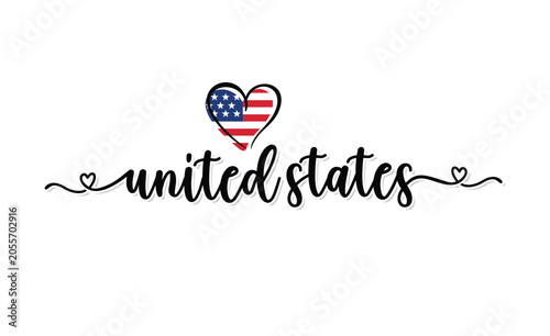 United States  Typography Design Template Inspiration, Vector Illustration