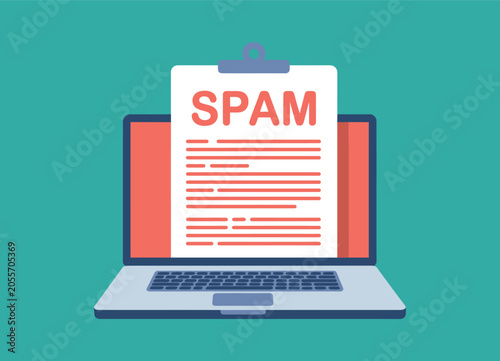 Φωτογραφία Spam email warning window on laptop screen banner for cybersecurity website showing virus piracy alert, malicious hacking attempt popup, and network firewall protection