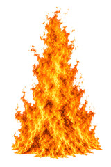 Large blazing bonfire flame pillar isolated on transparent background