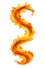 Abstract S-shaped fire flame wave isolated on transparent background