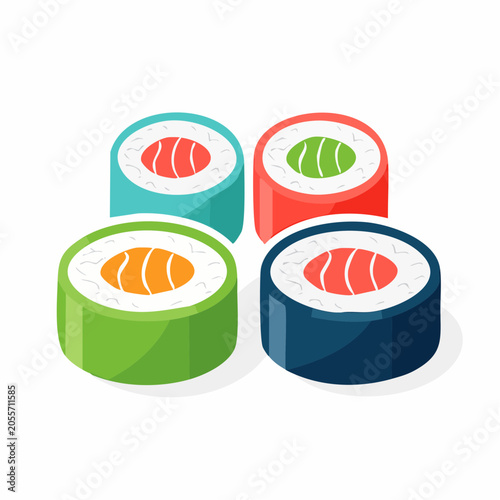 Colorful Sushi Rolls Illustration