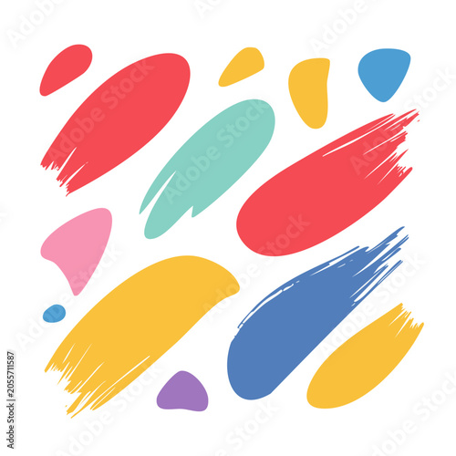 Colorful abstract brush strokes on white background