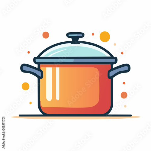 Stylized illustration of a cooking pot with a glass lid