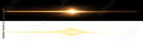 Bild auf Leinwand Lens flare luxury two-tone gold and yellow light bar designed for premium commercial ads, elegant title layouts, and high-selling graphics templates with transparent background