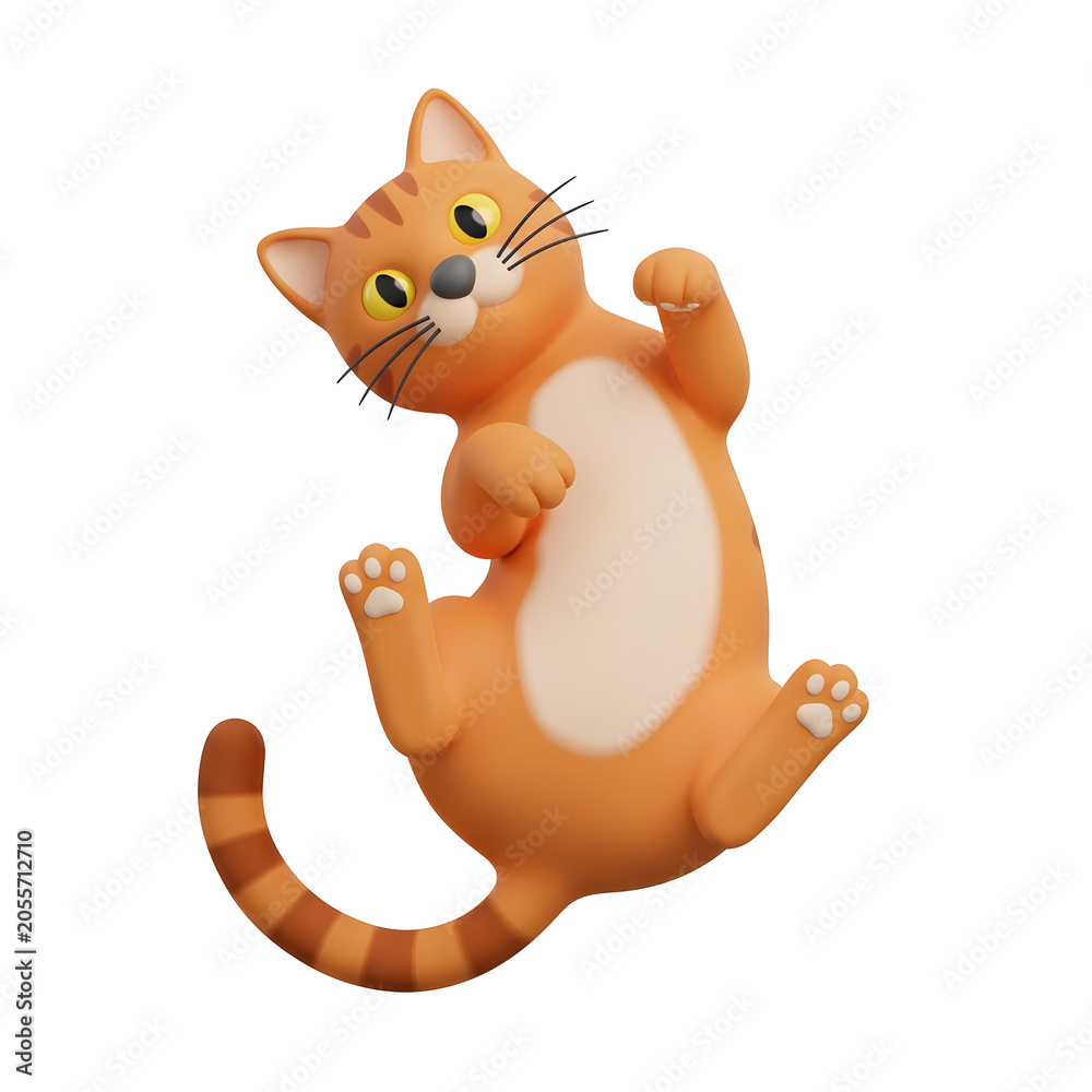Obraz premium Cute 3D Orange Tabby Cat Character