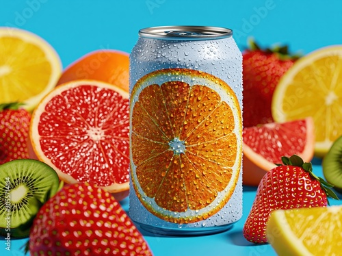 Aluminum Drink Can Mockup with Frosty Droplets