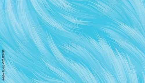 Quadro em tela Trendy blue fluffy fur texture background with realistic soft animal hair waves