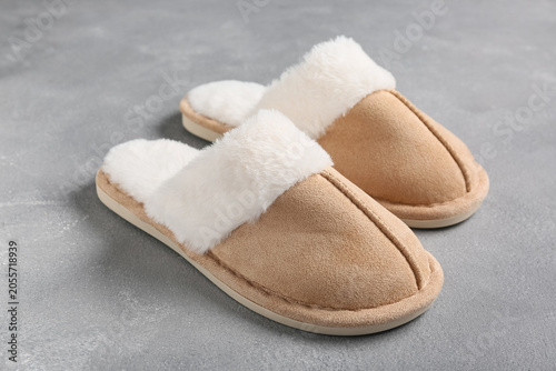 Comfortable beige suede sli...