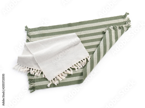 Green and white striped wov...