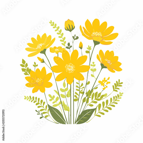 Yellow Daisy Flowers Illustration