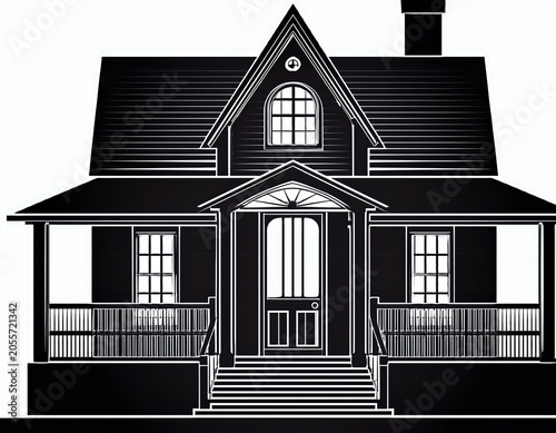 black silhouette of a traditional house with a welcoming entryway