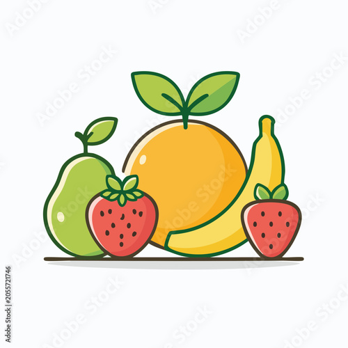 Assorted Fresh Fruits Illustration