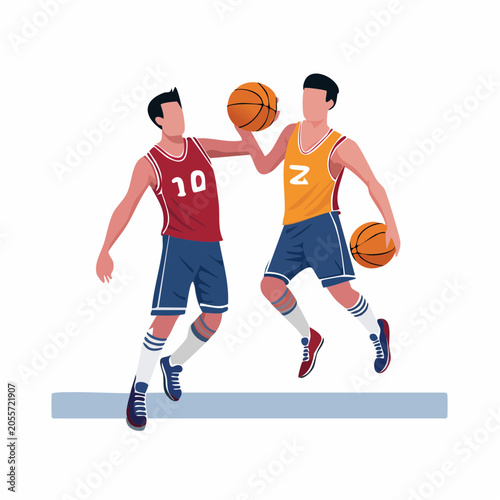 Two basketball players in action