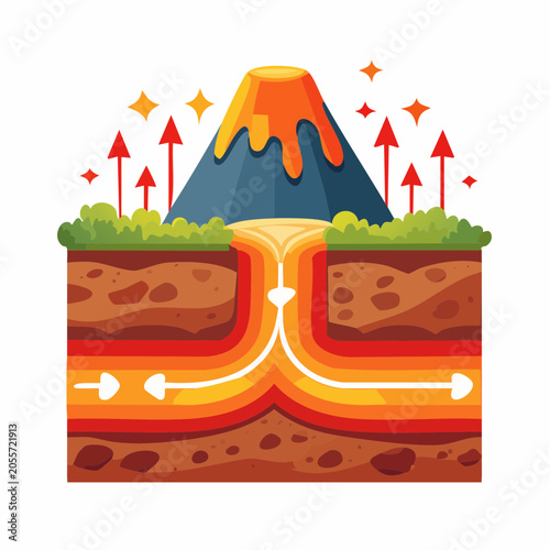 Volcano Eruption Cross-Section Diagram