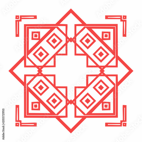 Red Geometric Pattern with Diamond Shapes