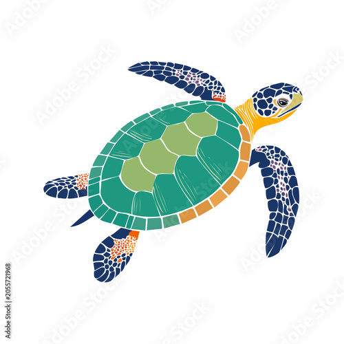 Stylized Sea Turtle Illustration