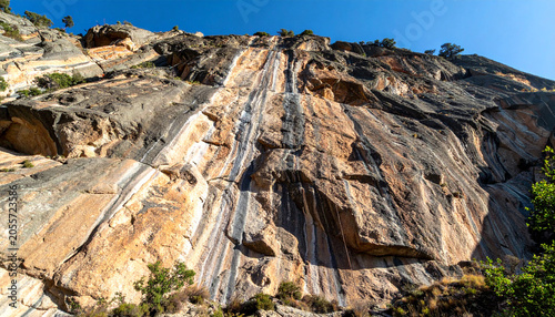 Rock Climbing Route on Natural Cliff Face