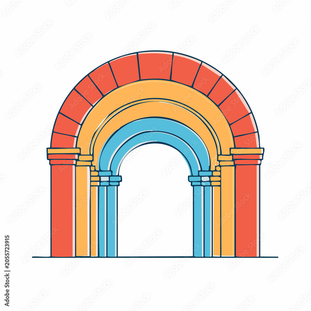 Fototapeta premium Colorful Archway Illustration