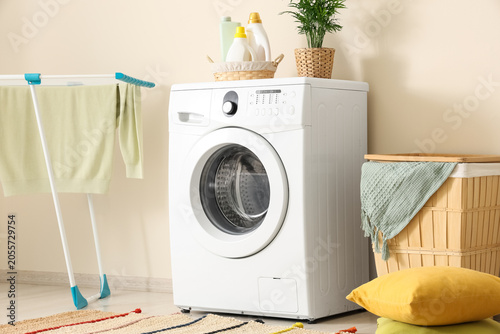 Modern laundry room interio...