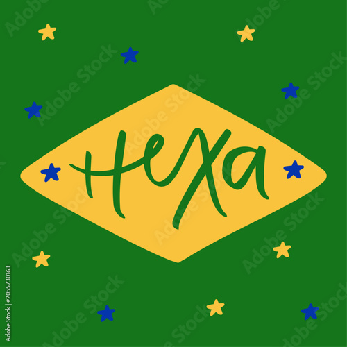Hexa Brazil Modern hand Lettering. vector.