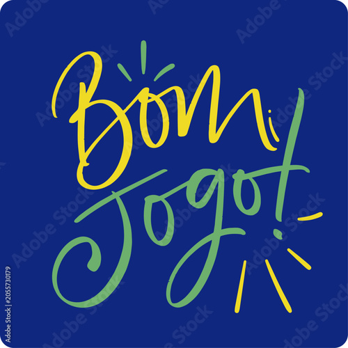 Bom Jogo. Good Game in brazilian portuguese. Modern hand Lettering. vector.