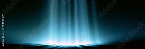 Cool blue light washes over a dark textured background, creating soft gradients and a modern atmospheric look.