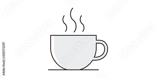 Steaming hot cup of coffee or tea illustration with beverage breakfast illustration caffeine isolated minimalist minimalism relaxing restaurant cappuccino espresso kitchenware refreshment