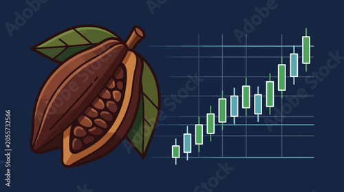 Fotografie Cocoa bean growth chart, illustration