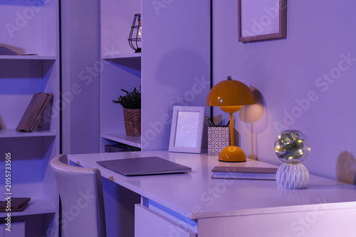Modern home office desk wit...