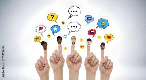 Hands Pointing with Social Media Communication Icons