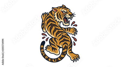 Photos Aggressive Tiger Tattoo Design