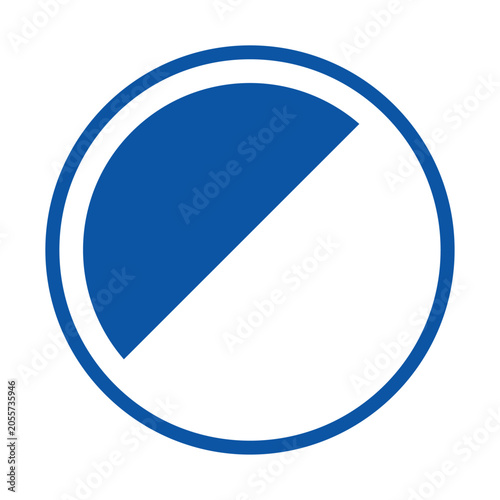 Simple Blue Half Circle Design on White Circle Background for Graphics