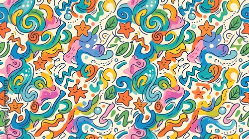seamless pattern with colorful flowers