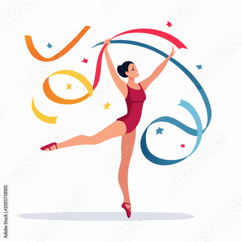 Rhythmic Gymnast Performing with Ribbon