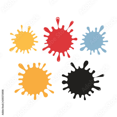 Set of Colorful Paint Splatter Vector Graphics
