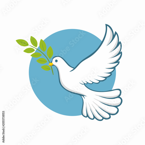 White Dove with Olive Branch Symbolizing Peace