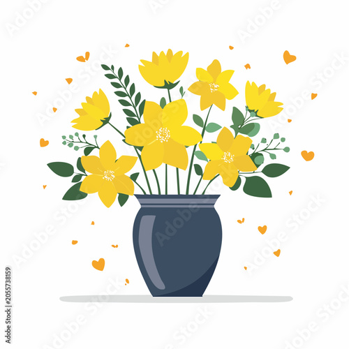 Yellow Flowers in a Dark Vase