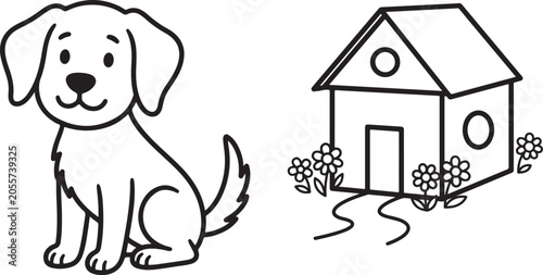 Minimalist Hand Drawn Kids Colouring Page Vector Illustration