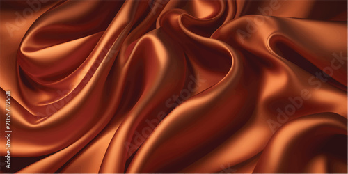 Obraz na plátne Luxurious flowing copper satin fabric with elegant folds and highlights