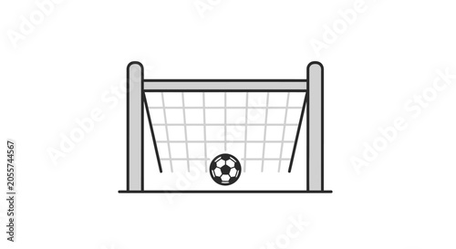 Foto Soccer ball in goal net, sports illustration, simple flat design