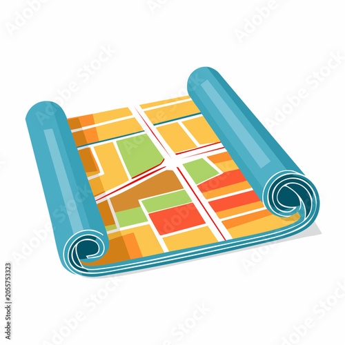 Rolled Map with City Streets