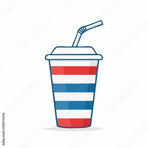 Striped Soda Cup with Straw