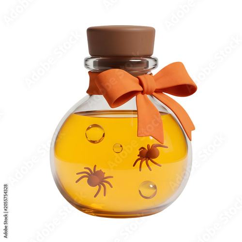 Halloween Potion Bottle with Spiders and Orange Bow