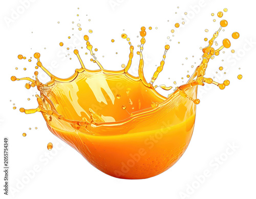 A dynamic splash of orange juice frozen in time against a black background.