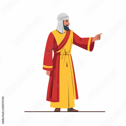 Man in traditional Middle Eastern attire pointing finger
