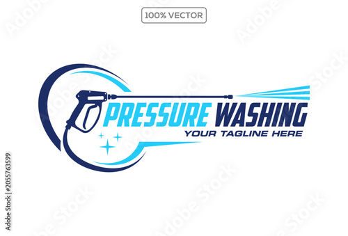 pressure wash clean logo design illustration