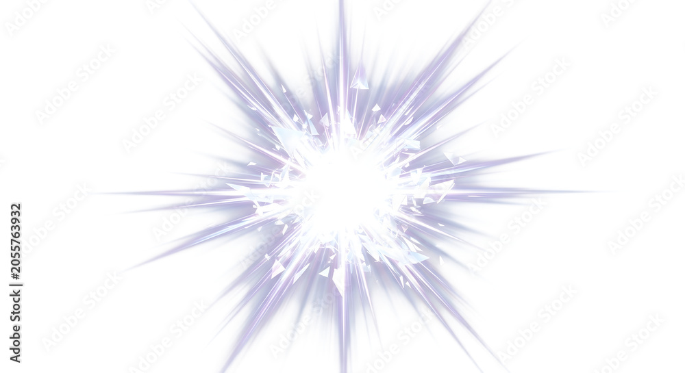 Fototapeta premium Bright explosion effect shards of light isolated on transparent background